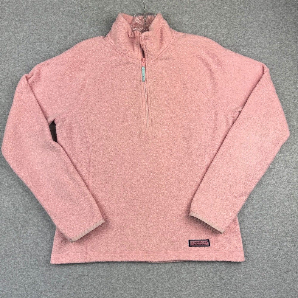 Vineyard Vines Women's S Pink Fleece 1/4 Zip Pullover Preppy Coastal Shep Ian